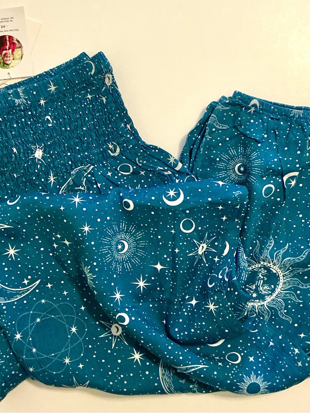 NWT Lotus and Luna Cosmic Sky Celestial Print Teal Harem Pants